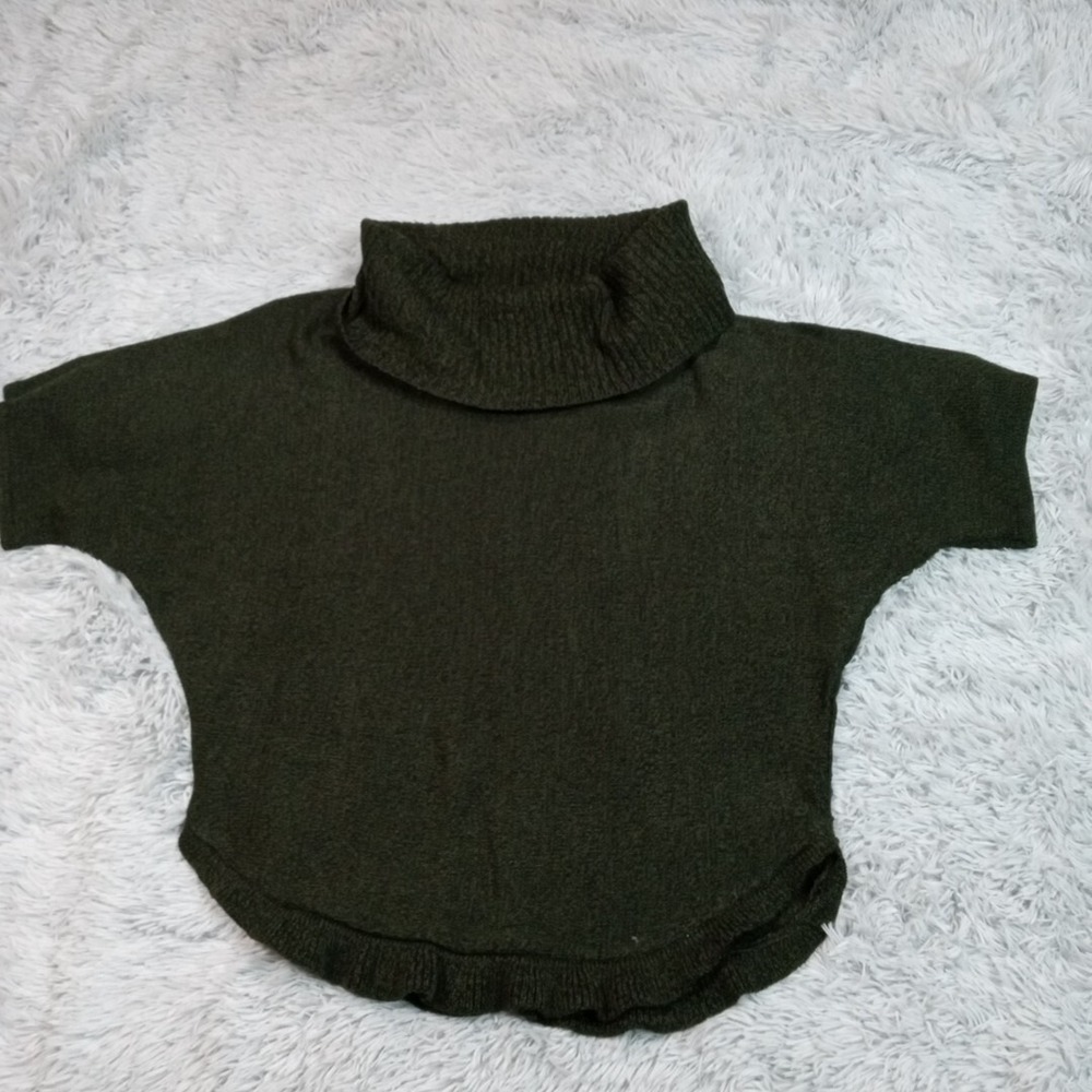 Notations Sweater Womens Turtleneck Green Medium Short Sleeve Knit